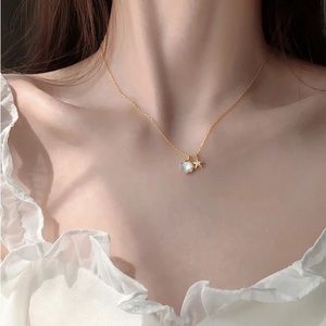 New 18K Gold Vermeil Sterling Silver 925 seashell & starfish adjustable necklace